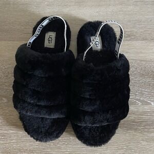 UGG Australia Fluff Yeah Women's Slide Sandal black Size 5 US 37 EU Elastic